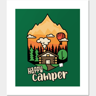 Happy Camper Cabin Doodle Posters and Art